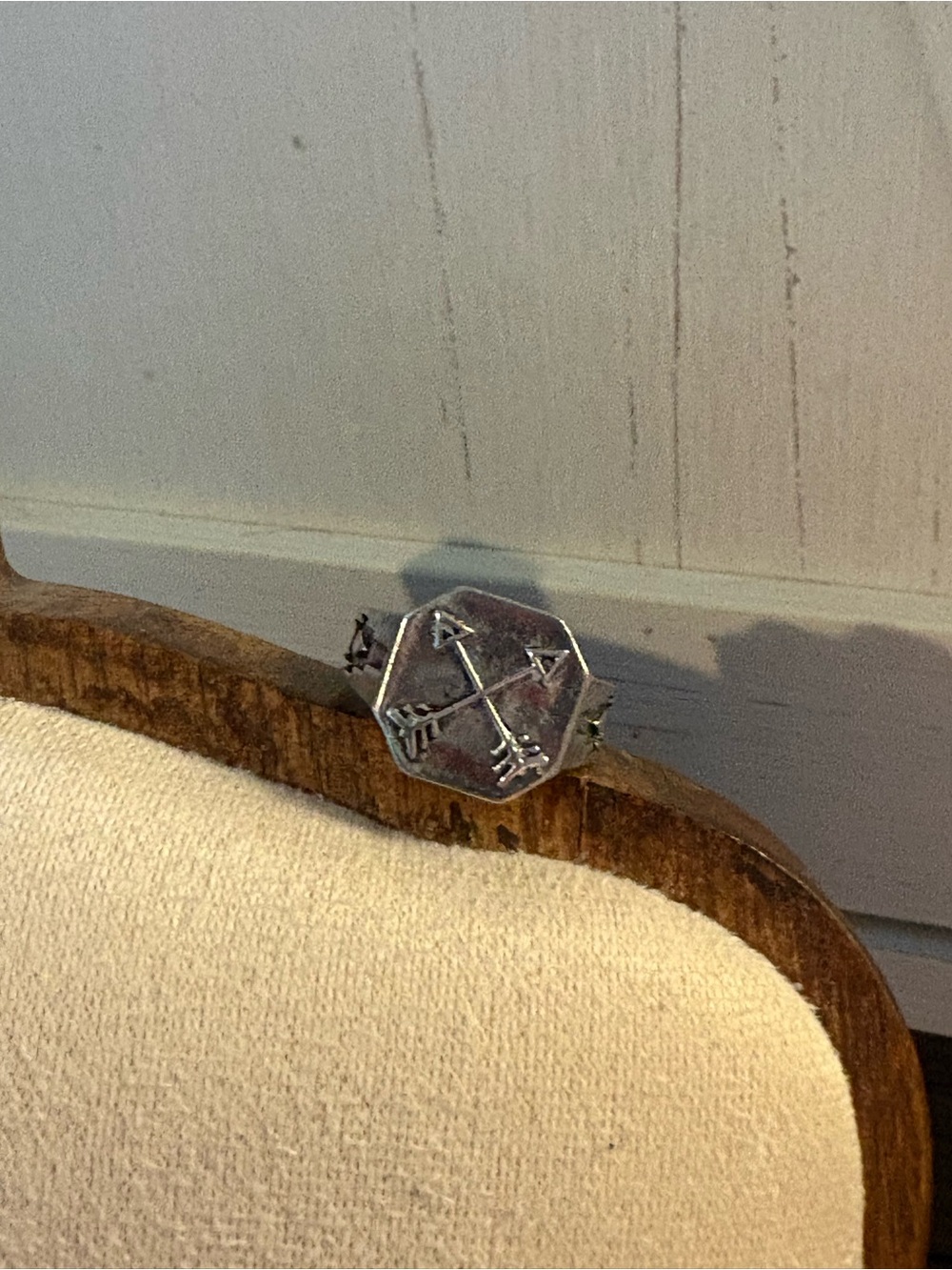 Octagonal Silver Arrow Motif Ring